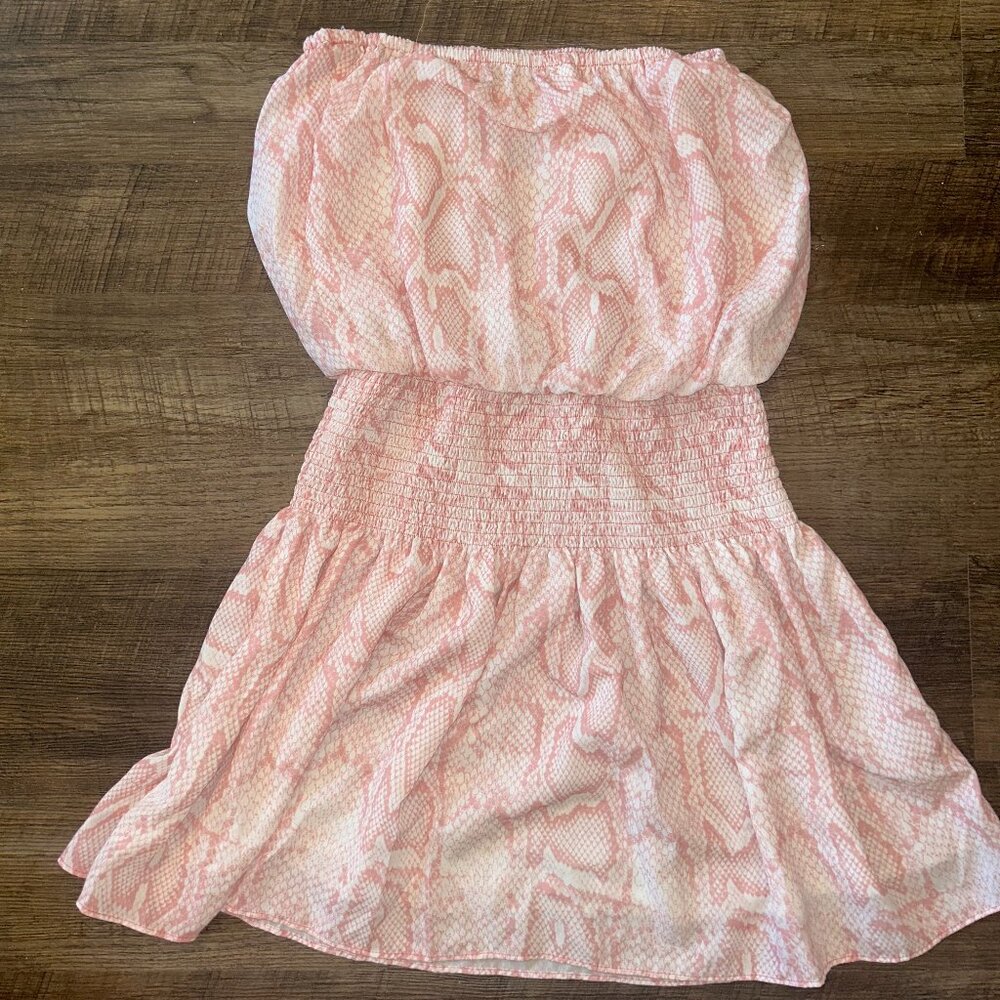 Boutique Strapless Snake-Print Dress, Size Medium
